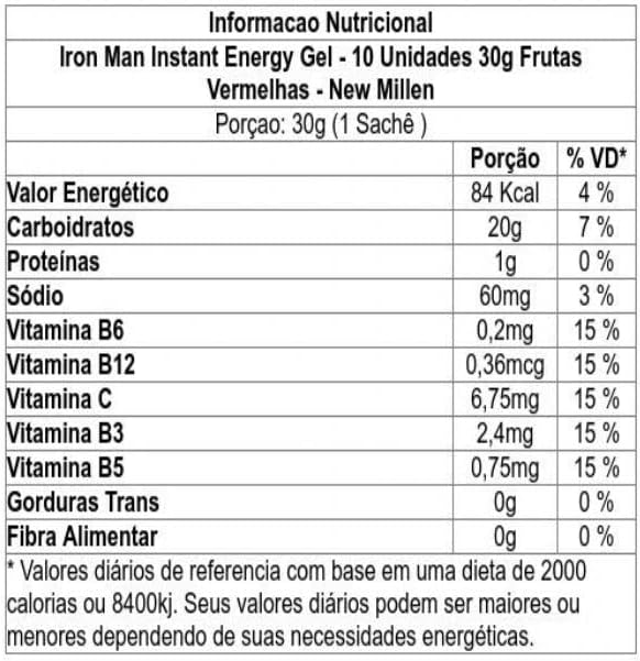 NEW MILLEN IRONMAN ENERGY GEL SEM CAFEÍNA