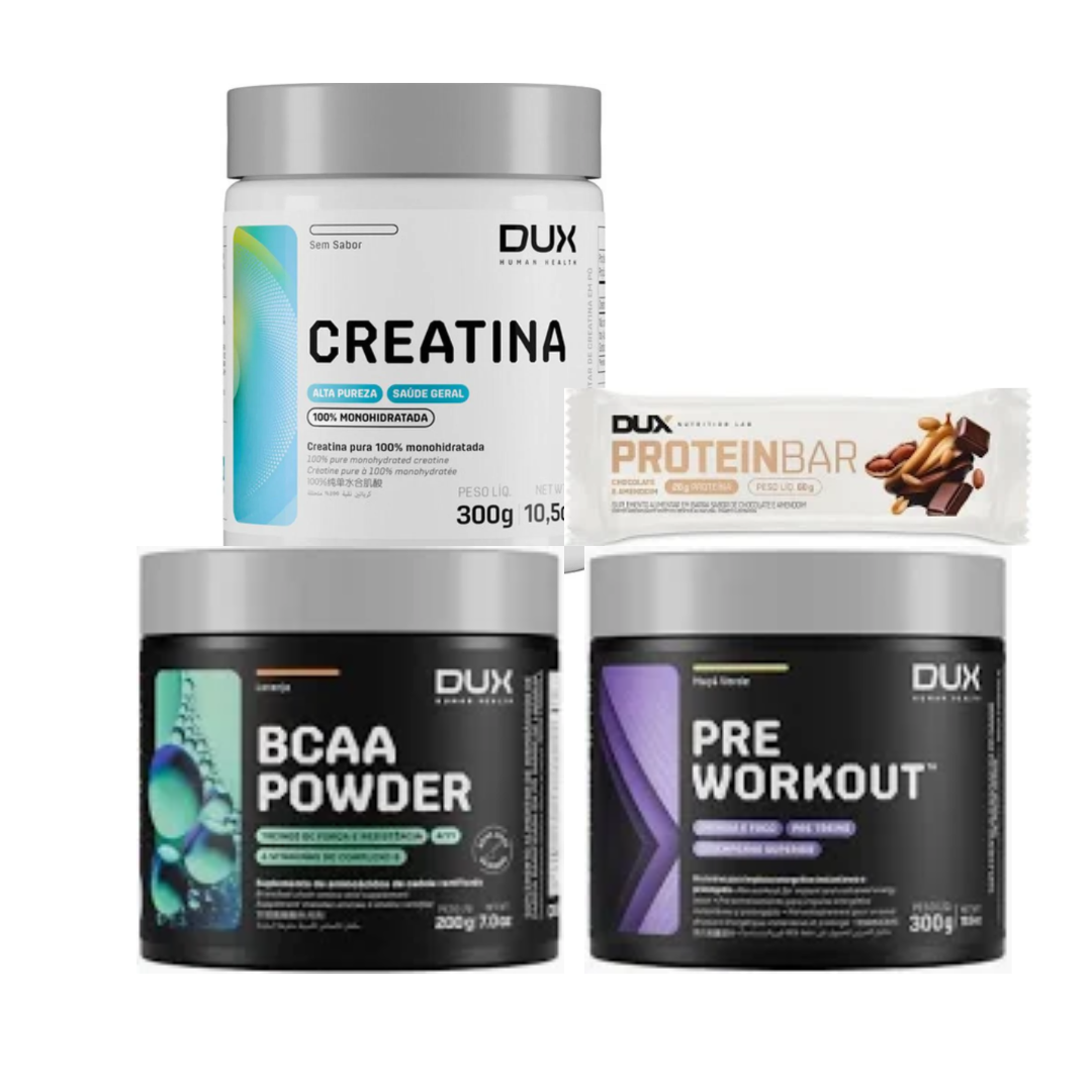 Kit Performance PRO - Dux Nutrition | Pré-Treino + Creatina + BCAA + Barra Proteica