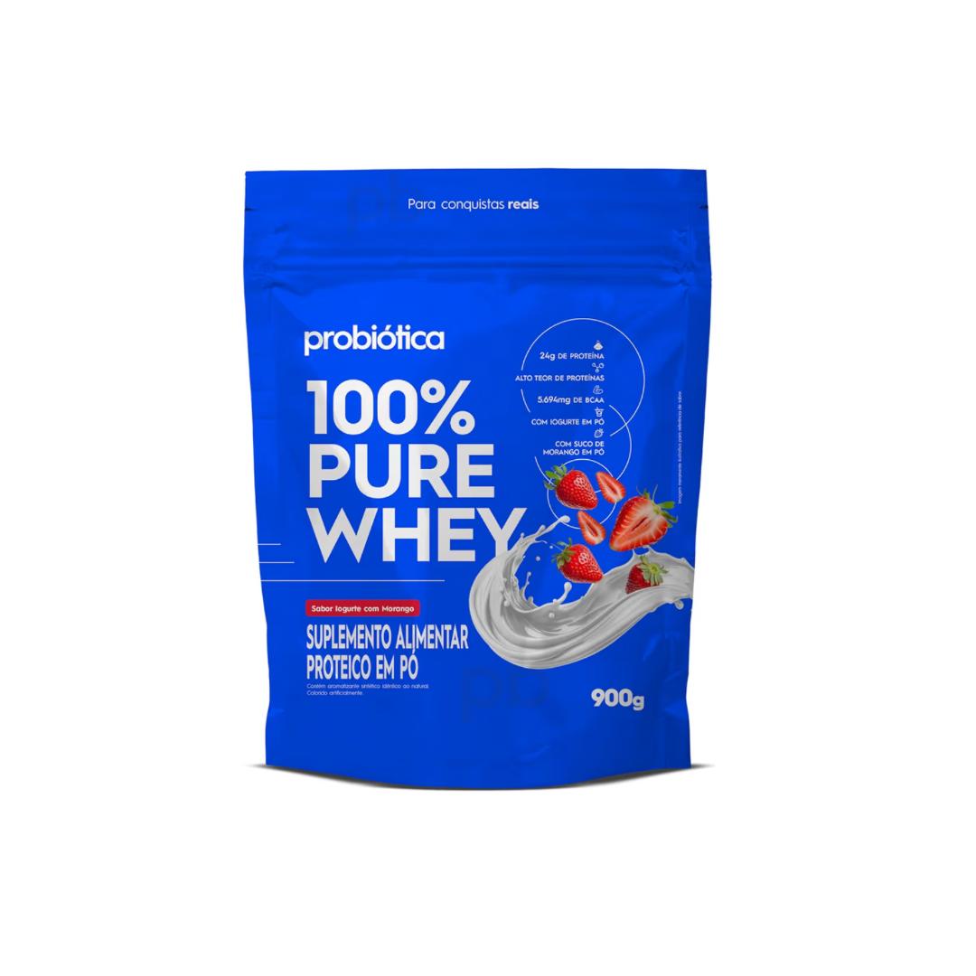 WHEY 100% PURE PROBIOTICA 900G REFIL - IOGURTE COM MORANGO