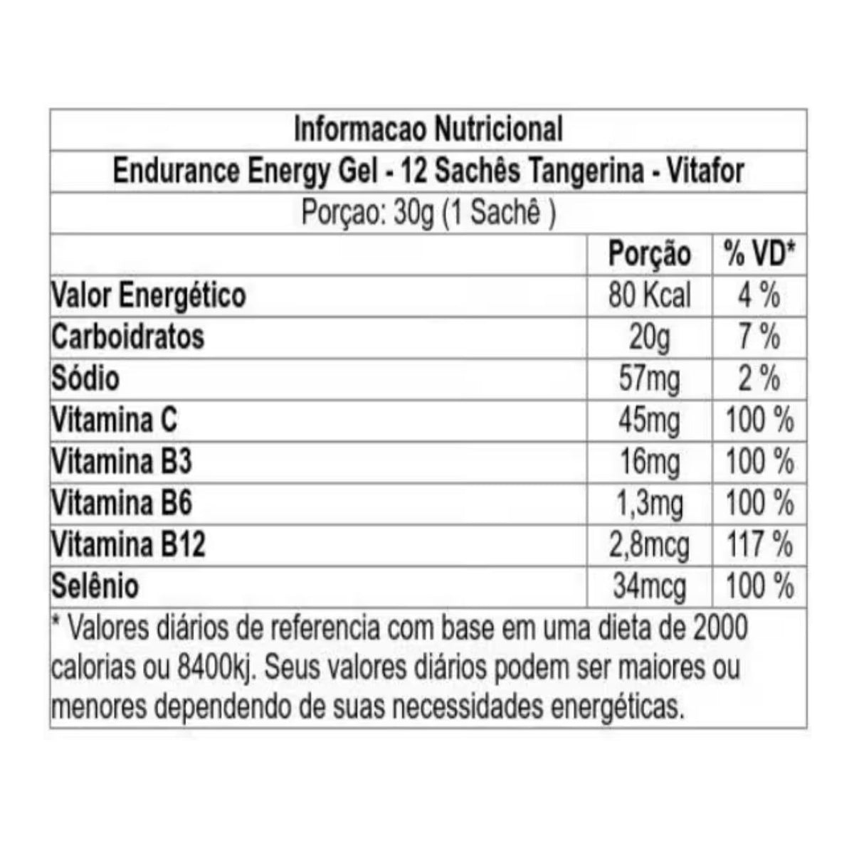 ENDURANCE ENERGY GEL VITAFOR - TANGERINA