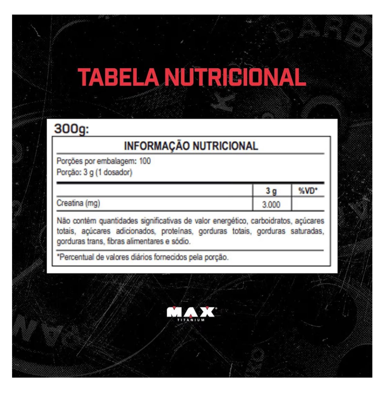 CREATINA MAX TITANIUM 300G MONOHIDRATADA